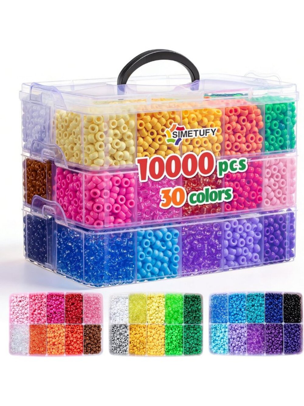 10,000 Pcs Colorful Pony Beads for Rave Jewelry & Kandi Bracelet Making